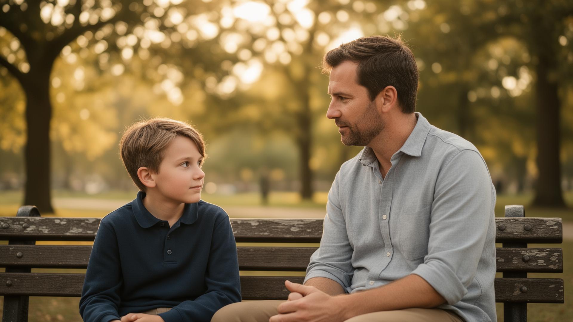Co-parents having calm conversation about their children