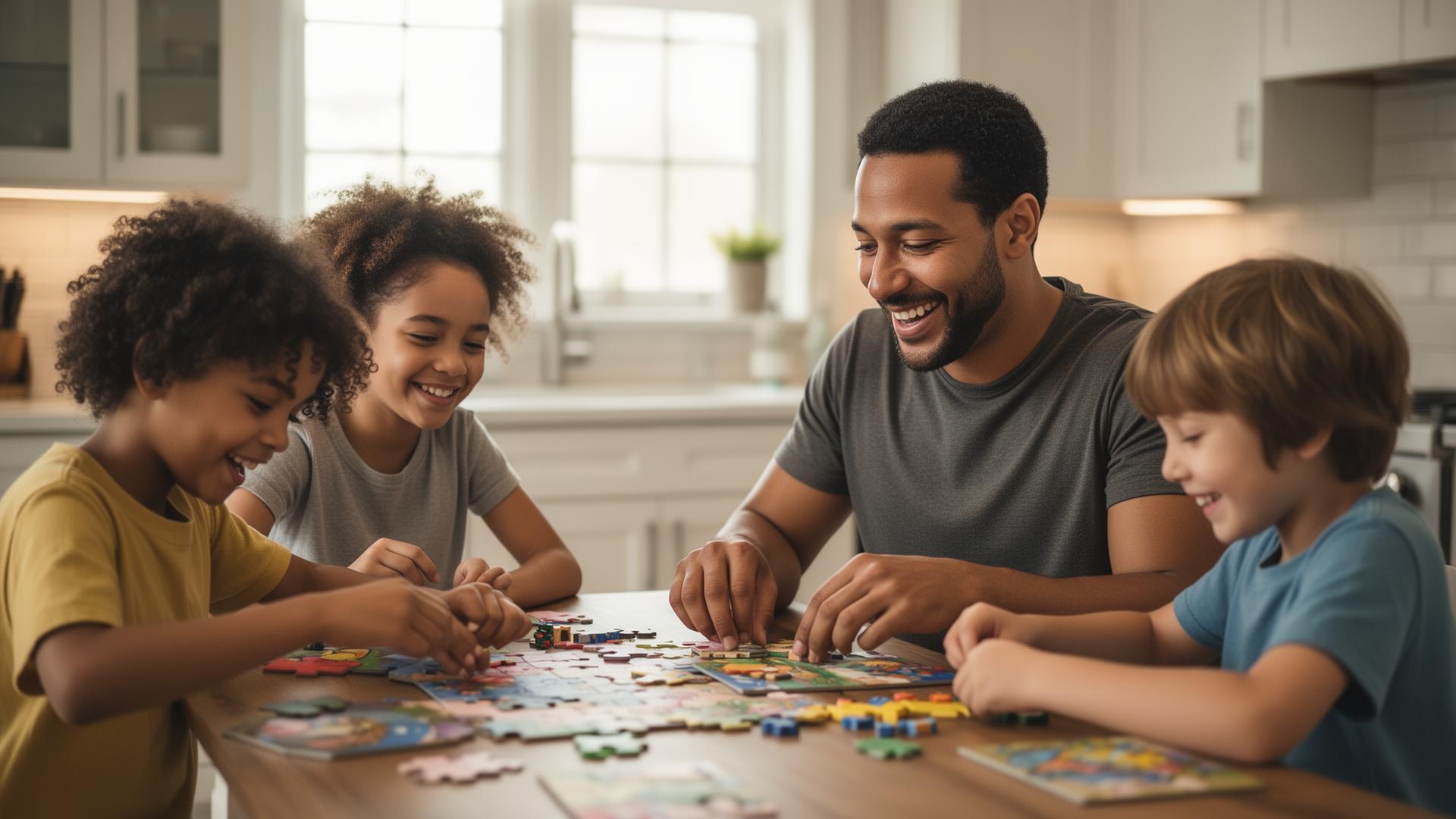 Father helping daughter with homework - genuine connection moment